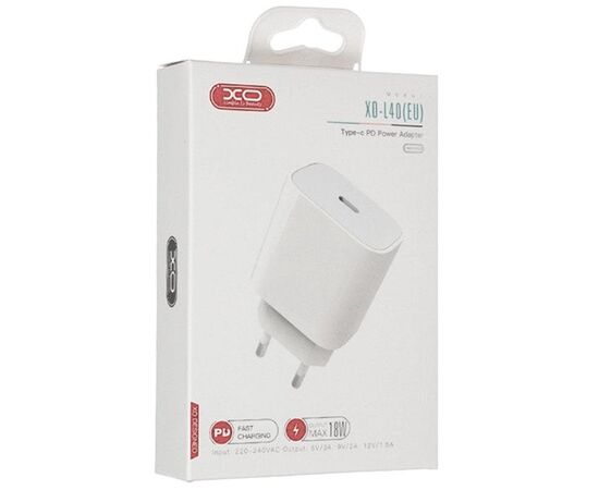 Придбати Сетевое зарядное устройство XO L40 Type-C PD Power Adapter 18W/1 USB-C White, image , зображення 4, характеристики, відгуки