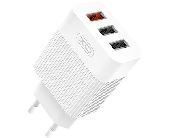 Купить Сетевое зарядное устройство XO L72 QC 3.0 30W 18W/1USB + 2.4A/2 USB White, фото , характеристики, отзывы