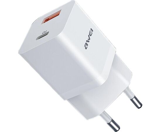 Придбати Сетевое зарядное устройство AWEI PD12 Type-C Charger White, image , характеристики, відгуки