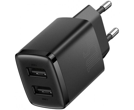 Придбати Сетевое зарядное устройство Baseus Compact Charger 2USB 10.5W EU Black, image , зображення 4, характеристики, відгуки