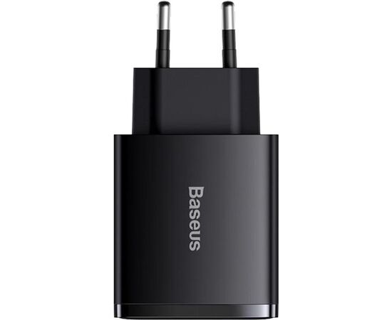 Придбати Сетевое зарядное устройство Baseus Compact Quick Charger 2USB+USB-C 30W EU Black, image , характеристики, відгуки