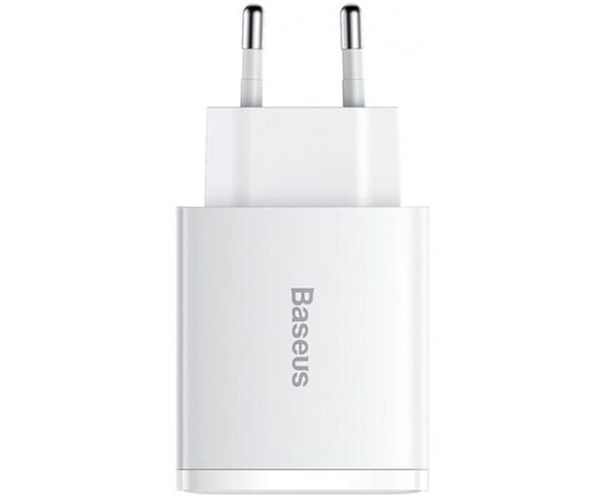 Купить Сетевое зарядное устройство Baseus Compact Quick Charger 2USB+USB-C 30W EU White, фото , характеристики, отзывы