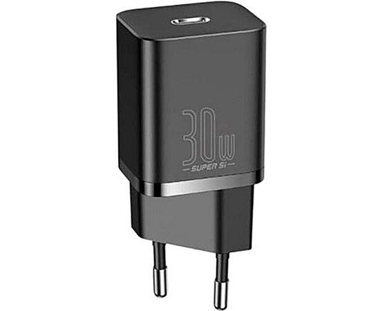 Купить Сетевое зарядное устройство Baseus Super Si Quick Charger USB-C 30W EU Black, фото , изображение 2, характеристики, отзывы