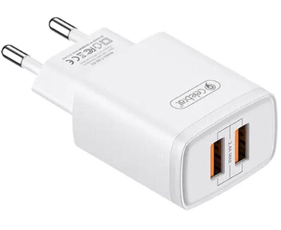 Придбати Сетевое зарядное устройство Celebrat C-N2-EU 2USB 2,4А + Type-C cable White, image , характеристики, відгуки