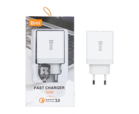 Купить Сетевое зарядное устройство BIVA HC-13 30W 3USB Wall Charger White, фото , изображение 2, характеристики, отзывы