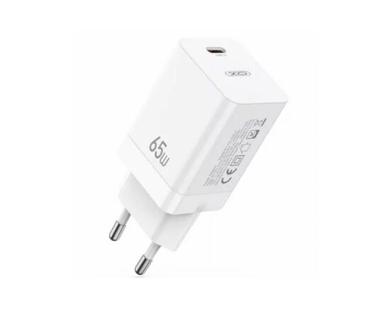 Придбати Сетевое зарядное устройство XO CE10 1USB-C PD 65W Charger + Lightning cable White, image , зображення 2, характеристики, відгуки