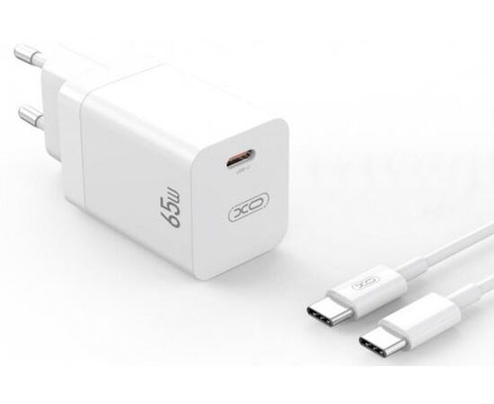 Придбати Сетевое зарядное устройство XO L138 30W GaN nitride (1USB-A+1USB-C) fast charging + Type-C cable White, image , зображення 2, характеристики, відгуки