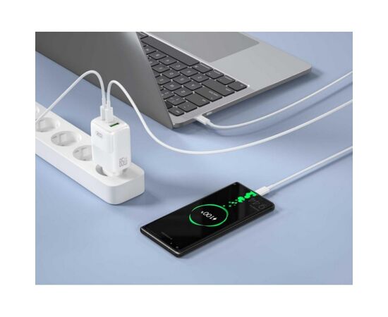 Купить Сетевое зарядное устройство XO L139 65W GaN nitride (1USB-A 45W+2USB-C 65W) fast charging White, фото , изображение 2, характеристики, отзывы