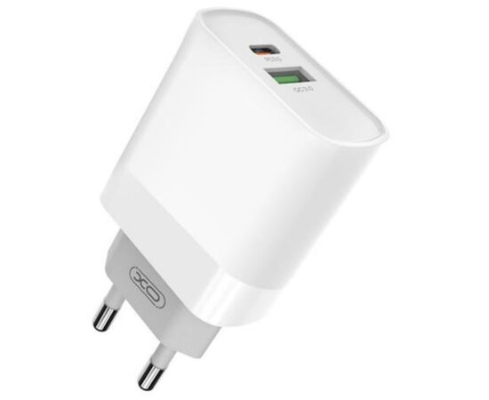 Придбати Сетевое зарядное устройство XO L64 PD Power Adapter 20W/1 USB 1 USB-C + Type-C fast cable White, image , характеристики, відгуки