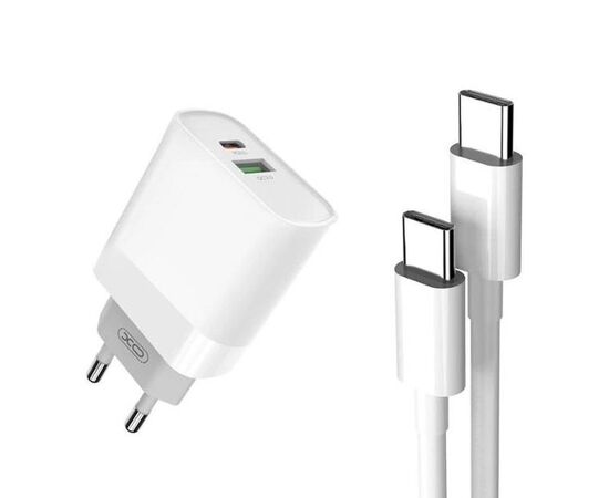 Купить Сетевое зарядное устройство XO L64 PD Power Adapter 20W/1 USB 1 USB-C + Type-C fast cable White, фото , изображение 3, характеристики, отзывы