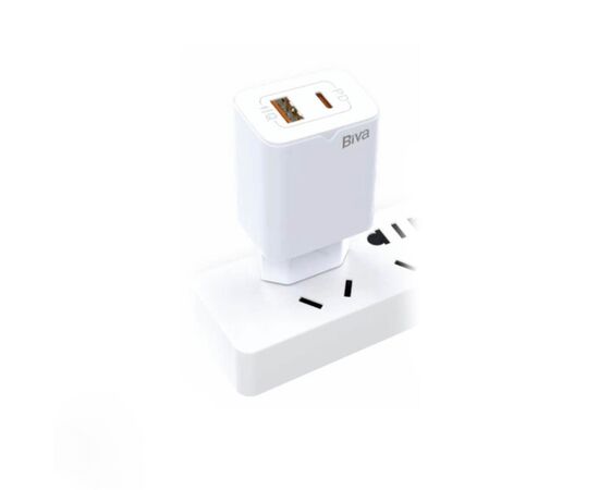 Придбати Сетевое зарядное устройство Biva HC-04Q+C 18W USB+Type-C Charger White, image , характеристики, відгуки