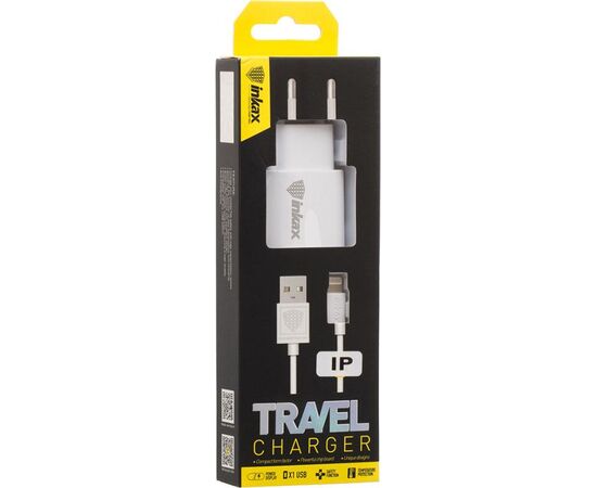 Купить Сетевое зарядное устройство INKAX CD-08 Travel charger + Lightning cable 1USB 1A White, фото , характеристики, отзывы