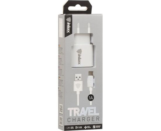 Купить Сетевое зарядное устройство INKAX CD-08 Travel charger + Type-C cable 1USB 1A White, фото , характеристики, отзывы