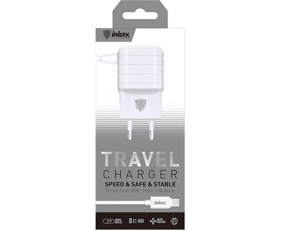 Купить Сетевое зарядное устройство INKAX CD-09 Travel charger Type-C cable 1USB 2.1A White, фото , характеристики, отзывы