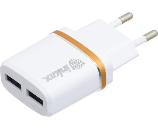 Купить Сетевое зарядное устройство INKAX CD-11 Travel charger + Lightning cable 2USB 2.4A White, фото , изображение 4, характеристики, отзывы