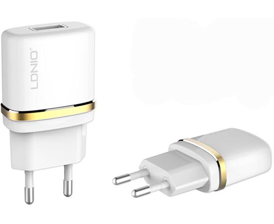 Придбати Сетевое зарядное устройство LDNIO DL-AC50 Travel charger 1USB 1A + Lightning cable White, image , зображення 2, характеристики, відгуки