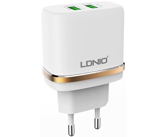 Купить Сетевое зарядное устройство LDNIO DL-AC52 Travel charger 2USB 2.4A + Lightning cable White, фото , характеристики, отзывы