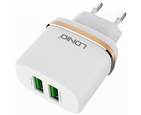 Купить Сетевое зарядное устройство LDNIO DL-AC52 Travel charger 2USB 2.4A + Lightning cable White, фото , изображение 4, характеристики, отзывы