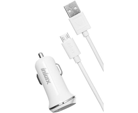 Купить Автомобильное зарядное устройство INKAX CD-12 Car charger + Micro cable 2USB 2.1A White, фото , изображение 2, характеристики, отзывы