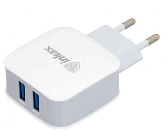 Купить Сетевое зарядное устройство INKAX CD-35 Travel charger 2USB 2.1A White, фото , изображение 2, характеристики, отзывы