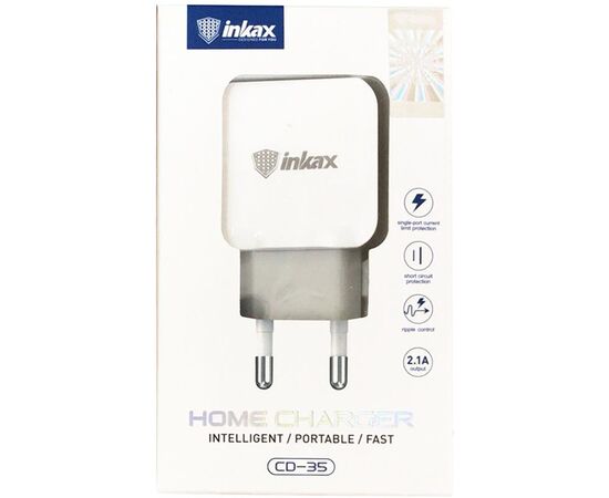 Купить Сетевое зарядное устройство INKAX CD-35 Travel charger 2USB 2.1A White, фото , изображение 3, характеристики, отзывы