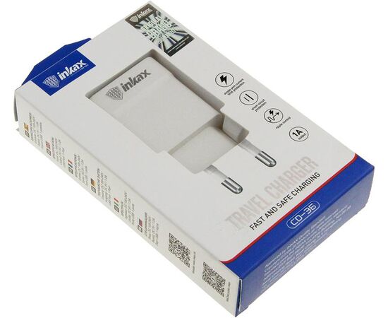 Купить Сетевое зарядное устройство INKAX CD-36 Travel charger 1USB 1A White, фото , характеристики, отзывы