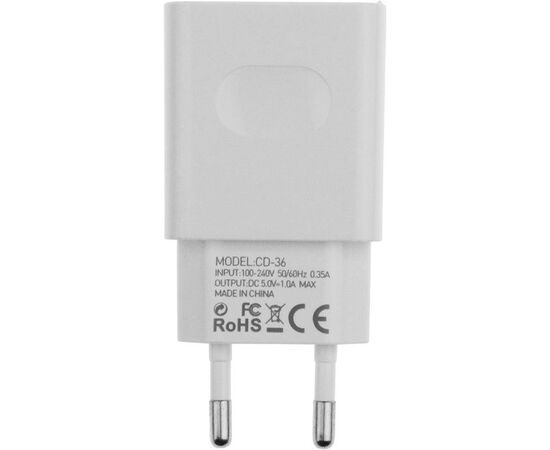 Купить Сетевое зарядное устройство INKAX CD-36 Travel charger 1USB 1A White, фото , изображение 3, характеристики, отзывы