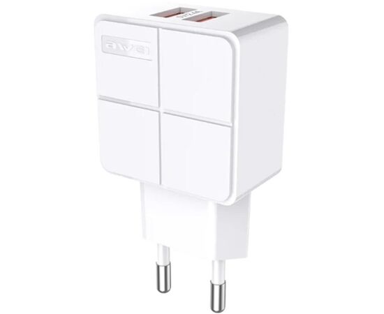 Купить Сетевое зарядное устройство AWEI C-500 Travel charger 2USB 2.4A White, фото , изображение 2, характеристики, отзывы