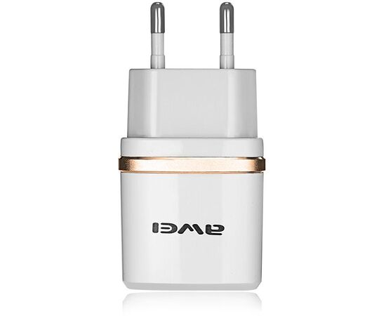 Придбати Сетевое зарядное устройство AWEI C-930 Travel charger 2USB 2.1A White/Silver, image , зображення 2, характеристики, відгуки