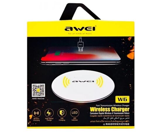 Купить Беспроводное зарядное устройство AWEI W6 Wireless charger White, фото , характеристики, отзывы