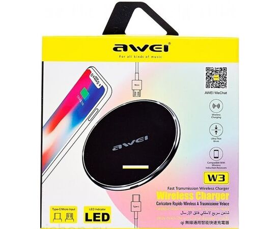 Купить Беспроводное зарядное устройство AWEI W3 Wireless Charger Black, фото , характеристики, отзывы