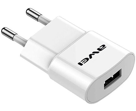 Купить Сетевое зарядное устройство AWEI C-832 Travel charger + Lightning cable 1USB 2.1A White, фото , изображение 3, характеристики, отзывы