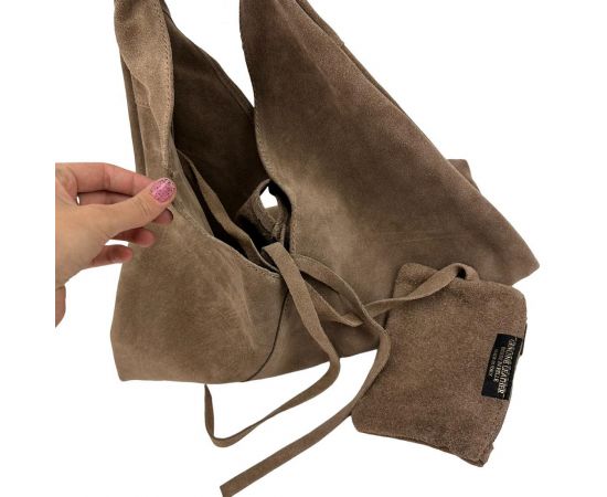 Купить Сумка-шоппер коричневая замшевая большая Firenze Italy F-IT-7625C-D, фото , изображение 2, характеристики, отзывы