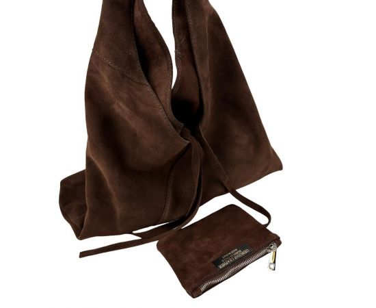 Купить Сумка-шоппер шоколадного цвета замшевая большая Firenze Italy F-IT-7625DB-D, фото , изображение 2, характеристики, отзывы