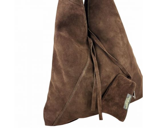 Купить Сумка-шоппер шоколадного цвета замшевая большая Firenze Italy F-IT-7625DB-D, фото , изображение 5, характеристики, отзывы