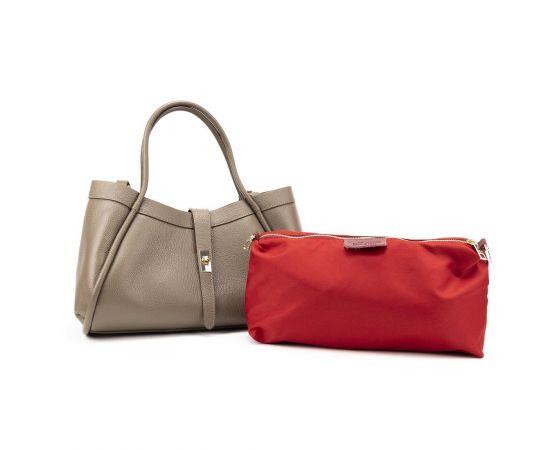 Придбати Кожаная большая сумка цвета тауп Firenze Italy F-IT-7641T, image , зображення 2, характеристики, відгуки