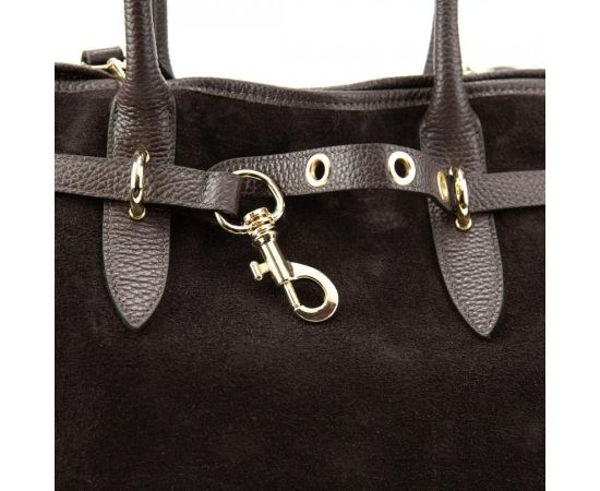 Купить Темно-коричневая замшевая женская сумка Firenze Italy F-IT-7667DB, фото , изображение 6, характеристики, отзывы