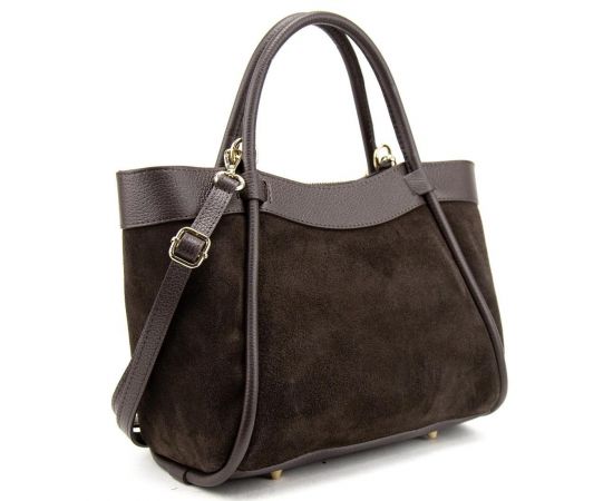 Придбати Замшева жіноча сумка з шкіряною вставкою Firenze Italy F-IT-7668DB, image , характеристики, відгуки