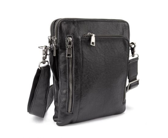 Купить Месенджер класичний черний в гладкой кожеі Tiding Bag 8009A, фото , характеристики, отзывы