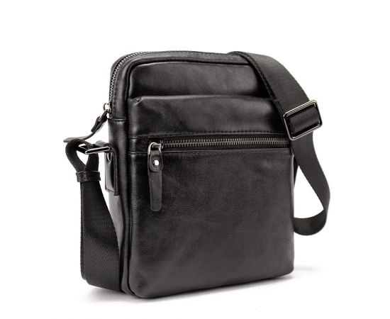 Придбати Месенджер класичний в гладкій шкірі чорний Tiding Bag 8717A-1, image , характеристики, відгуки