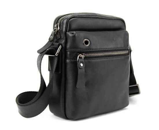 Купить Месенджер в гладкой коже черный Tiding Bag 8718A, фото , характеристики, отзывы