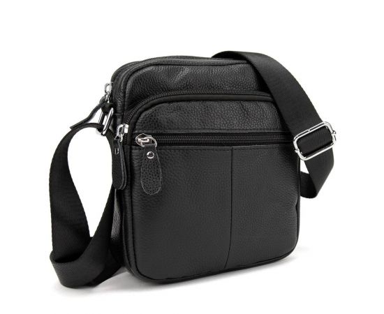 Купить Кожаный компактный мужской мессенджер черный Tiding Bag M56-0080A, фото , характеристики, отзывы