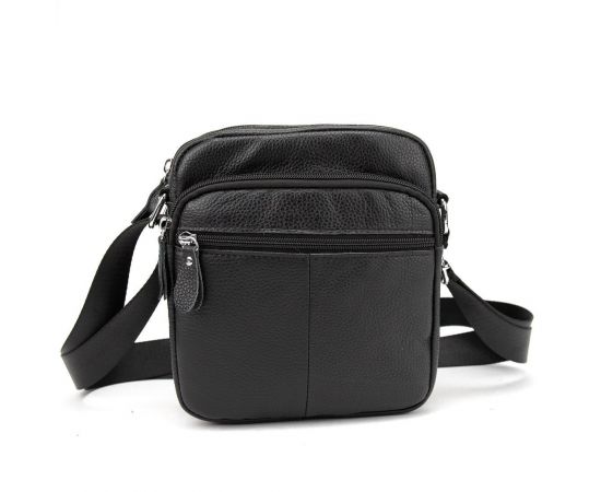 Купить Кожаный компактный мужской мессенджер черный Tiding Bag M56-0080A, фото , изображение 3, характеристики, отзывы
