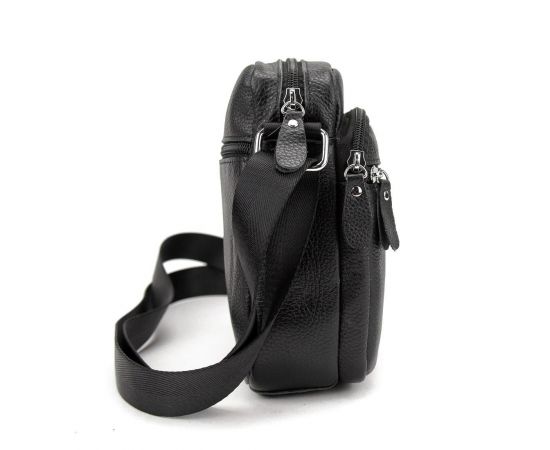 Купить Кожаный компактный мужской мессенджер черный Tiding Bag M56-0080A, фото , изображение 4, характеристики, отзывы