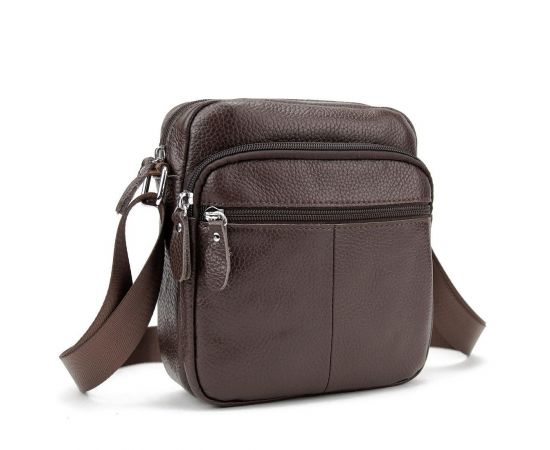 Придбати Кожаный компактный мужской мессенджер коричневый Tiding Bag M56-0080C, image , характеристики, відгуки