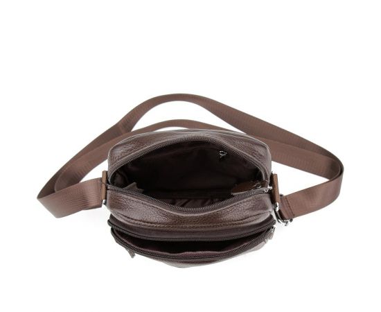 Придбати Кожаный компактный мужской мессенджер коричневый Tiding Bag M56-0080C, image , зображення 2, характеристики, відгуки