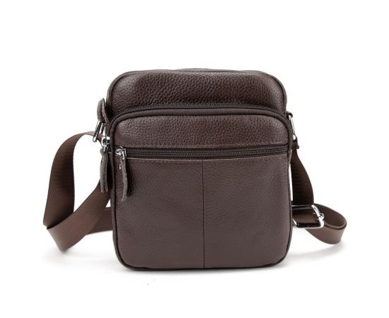 Придбати Кожаный компактный мужской мессенджер коричневый Tiding Bag M56-0080C, image , зображення 3, характеристики, відгуки