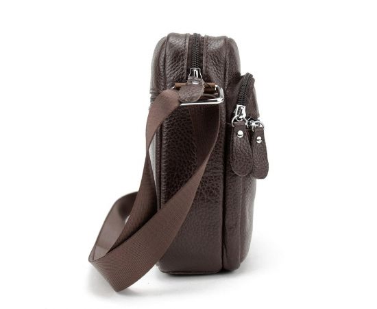 Придбати Кожаный компактный мужской мессенджер коричневый Tiding Bag M56-0080C, image , зображення 4, характеристики, відгуки