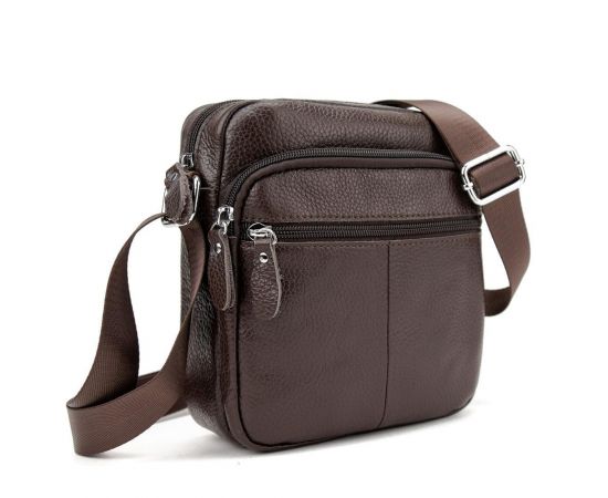 Придбати Кожаный компактный мужской мессенджер коричневый Tiding Bag M56-0080C, image , зображення 8, характеристики, відгуки