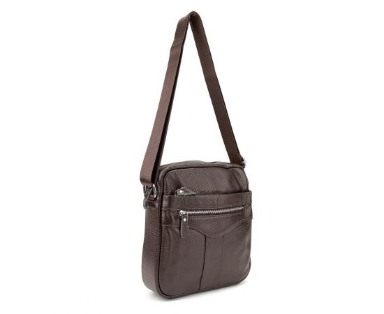 Придбати Кожаный небольшой мужской мессенджер коричневый Tiding Bag M56-0187C, image , зображення 6, характеристики, відгуки